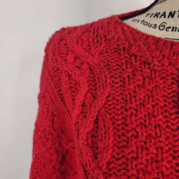 Express XS Red Sweater Hand Knitted Chunky Knit Oversized VTG Vintage - Picture 5 of 7